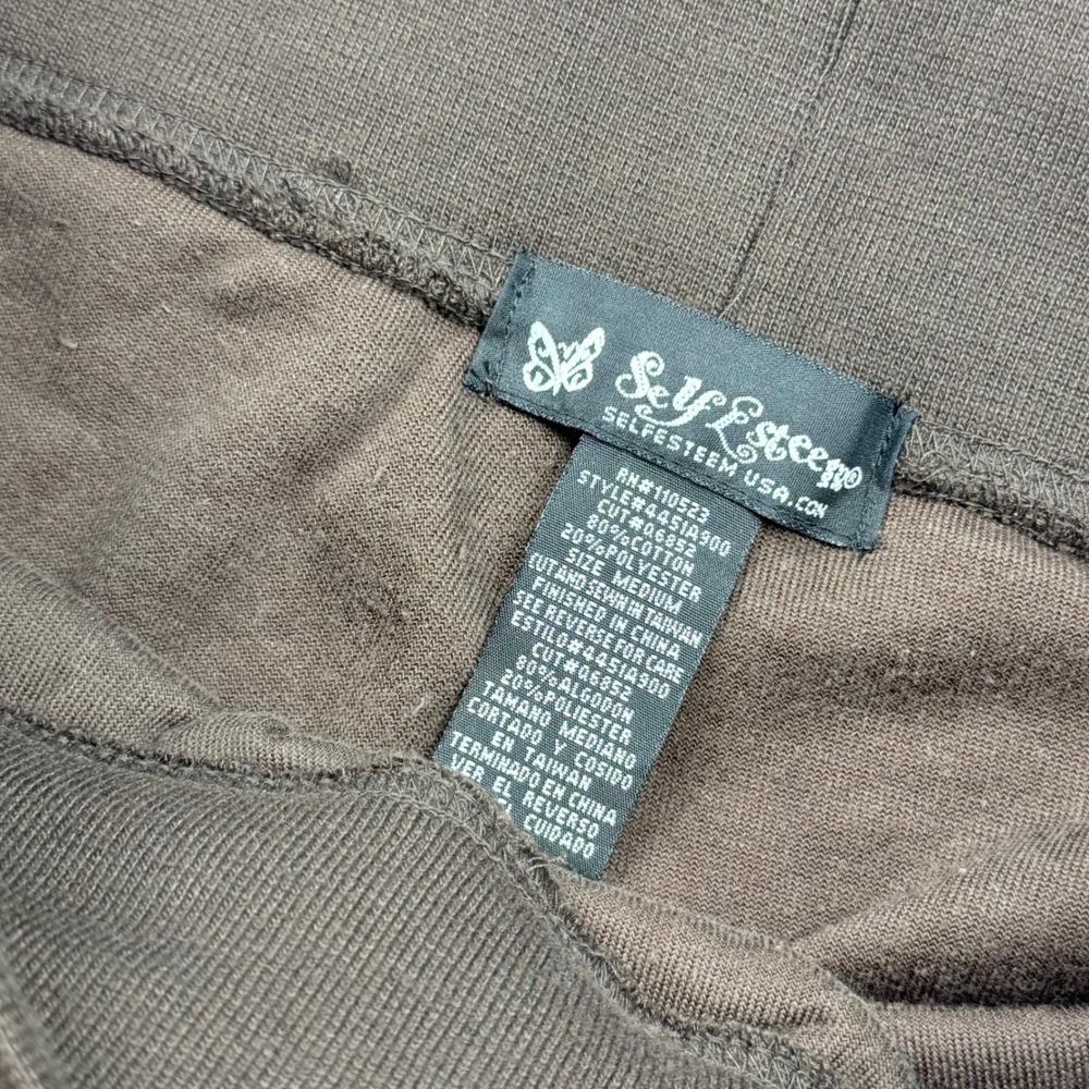 VTG Y2K Self Esteem Brown Velour Tracksuit Set Zip Jacket Flare Pants Medium - Picture 7 of 14